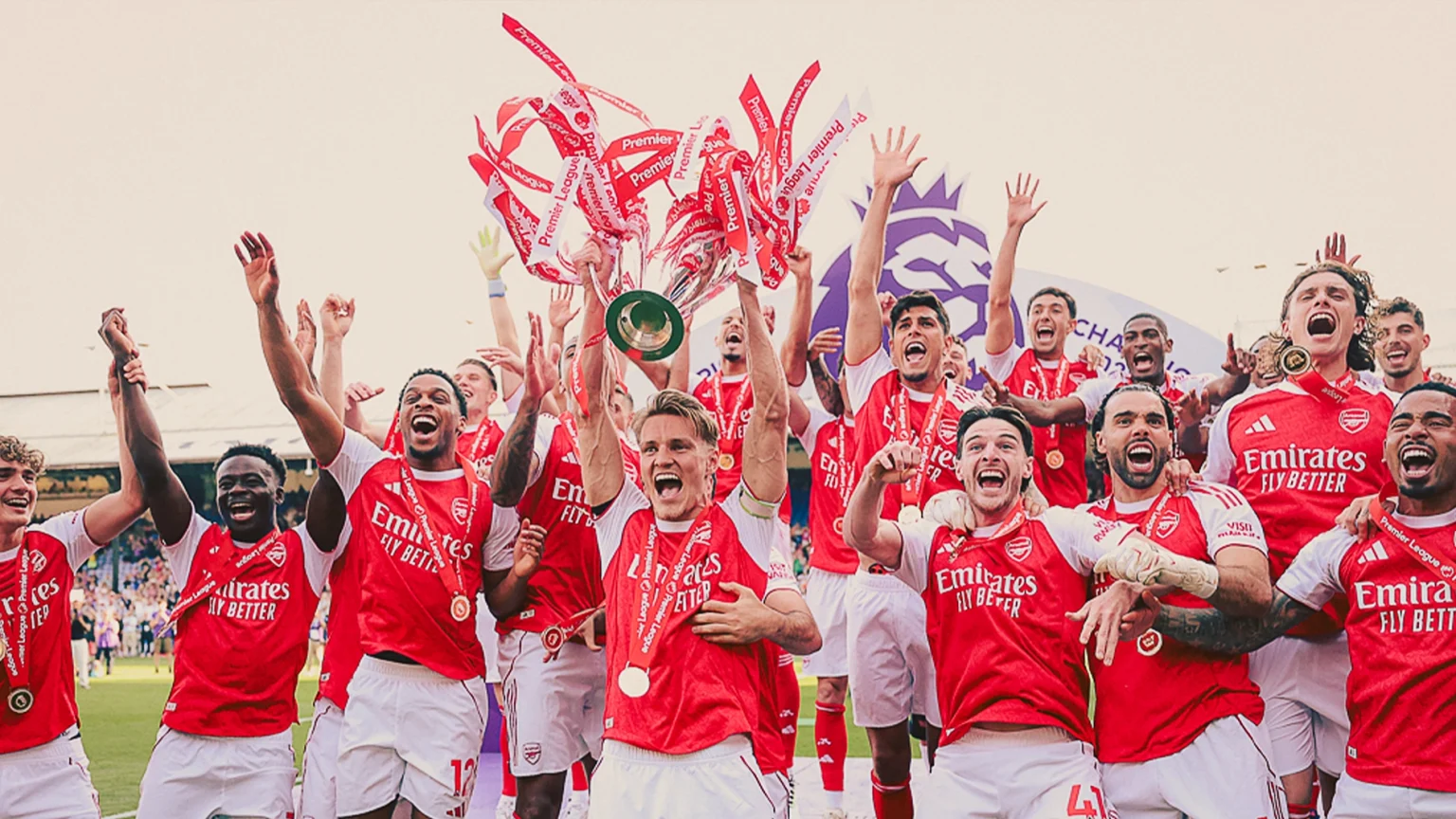 Arsenal lift Premier League trophy after beating Crystal Palace